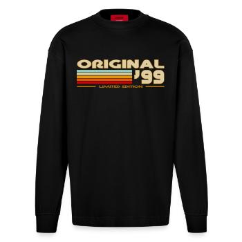 1999 - Heavyweight Oversized Organic Langarmshirt Made in EU - SOLID BLACK - Vorne