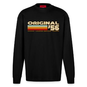 1956 - Heavyweight Oversized Organic Langarmshirt Made in EU - SOLID BLACK - Vorne