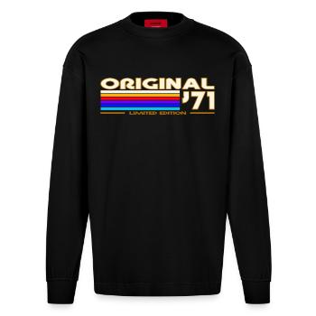 1971 - Heavyweight Oversized Organic Longsleeve Shirt Made in EU - SOLID BLACK - Front