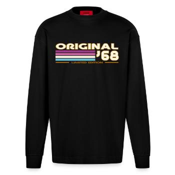 1968 - Heavyweight Oversized Organic Langarmshirt Made in EU - SOLID BLACK - Vorne