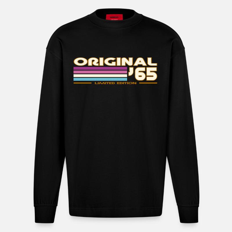 1965 - Heavyweight Oversized Organic Langarmshirt Made in EU - SOLID BLACK