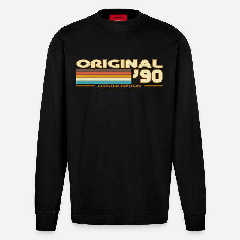 1990 - Heavyweight Oversized Organic Langarmshirt Made in EU - SOLID BLACK