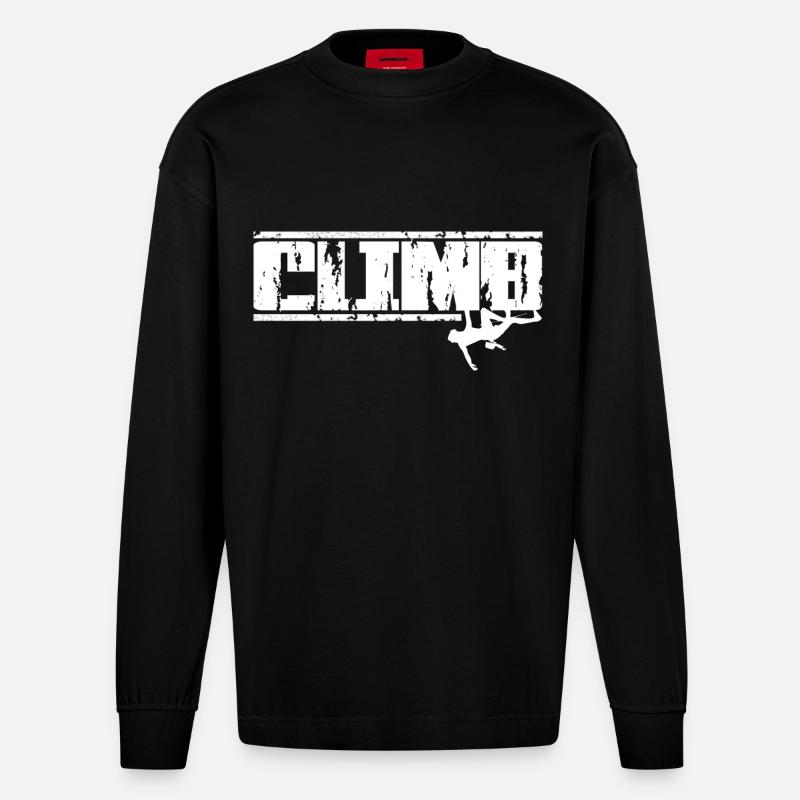Klettern - Heavyweight Oversized Organic Langarmshirt Made in EU - SOLID BLACK