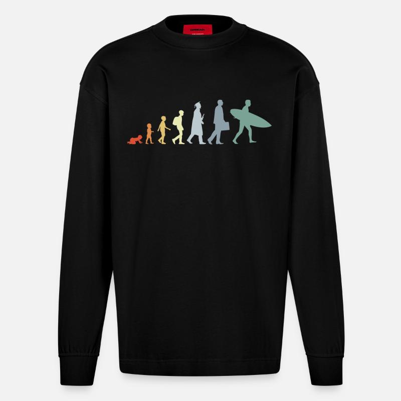 Évolution de l’enfant au surfeur - Manches longues bio épais oversize fabriqué en UE - SOLID BLACK