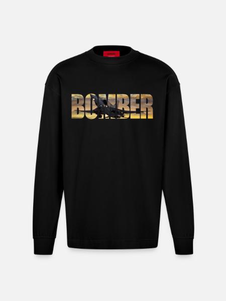 Bomber Tu-22 M3 - Heavyweight Oversized Organic Longsleeve Shirt Made in EU - SOLID BLACK