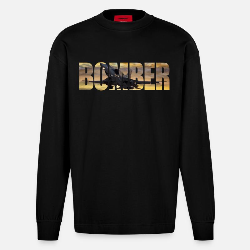 bombardier Tu-22 M3 - Manches longues bio épais oversize fabriqué en UE - SOLID BLACK