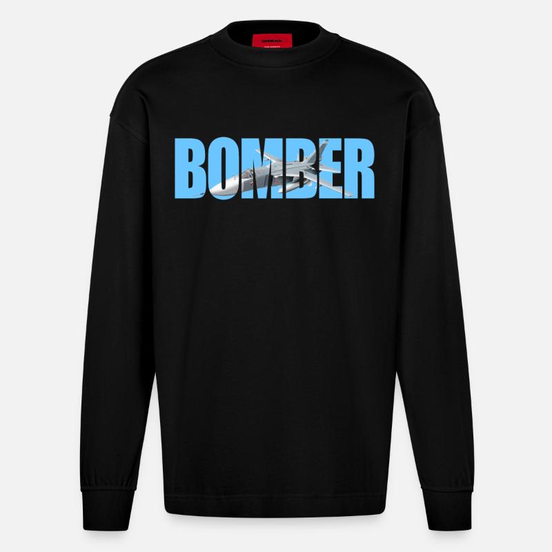 Bomber Su-24 - Heavyweight Oversized Organic Longsleeve Shirt Made in EU - SOLID BLACK
