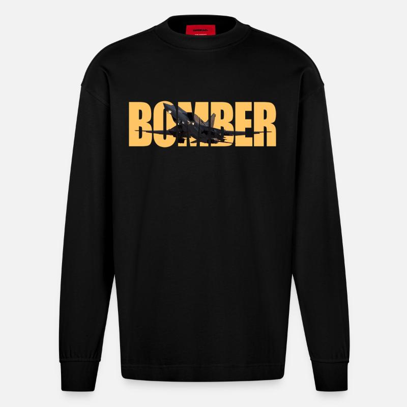 Bomber Tu-22 M3 - Heavyweight Oversized Organic Langarmshirt Made in EU - SOLID BLACK