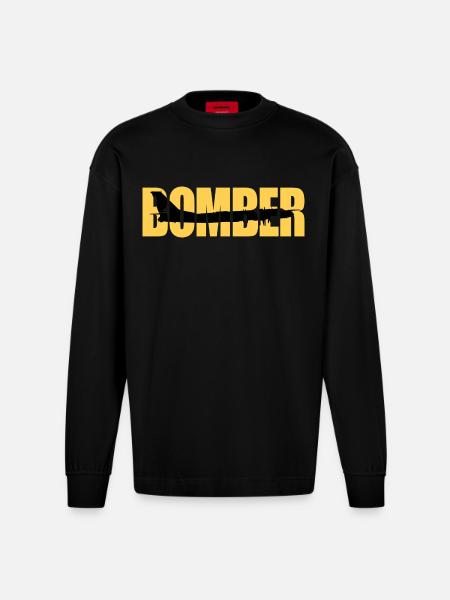 Bomber Tu-95 - Heavyweight Oversized Organic Longsleeve Shirt Made in EU - SOLID BLACK
