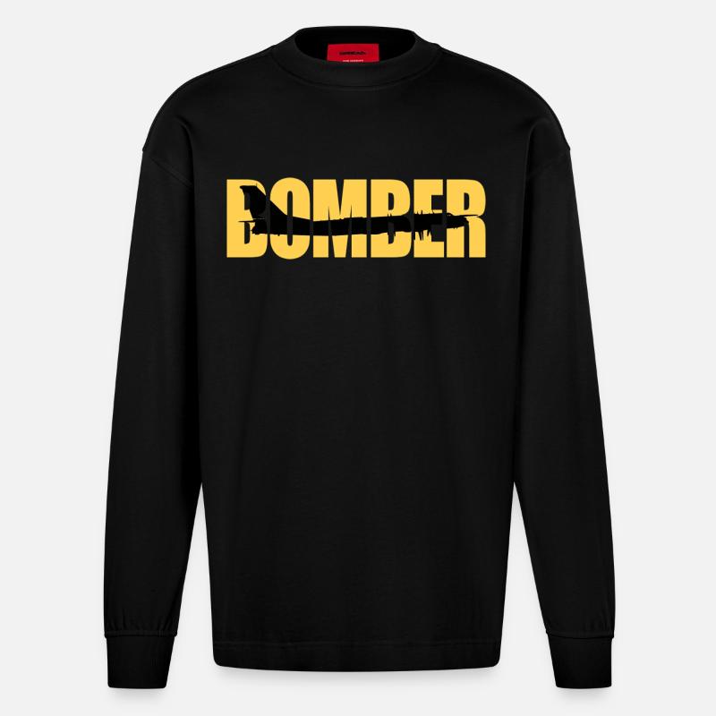 Bomber Tu-95 - Heavyweight Oversized Organic Langarmshirt Made in EU - SOLID BLACK