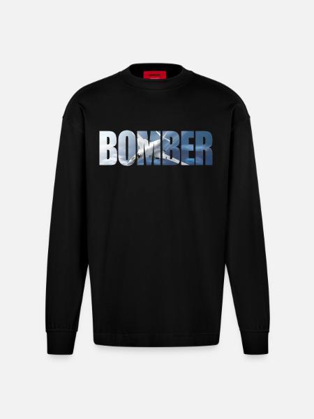 Bomber Tu-160 - Heavyweight Oversized Organic Longsleeve Shirt Made in EU - SOLID BLACK