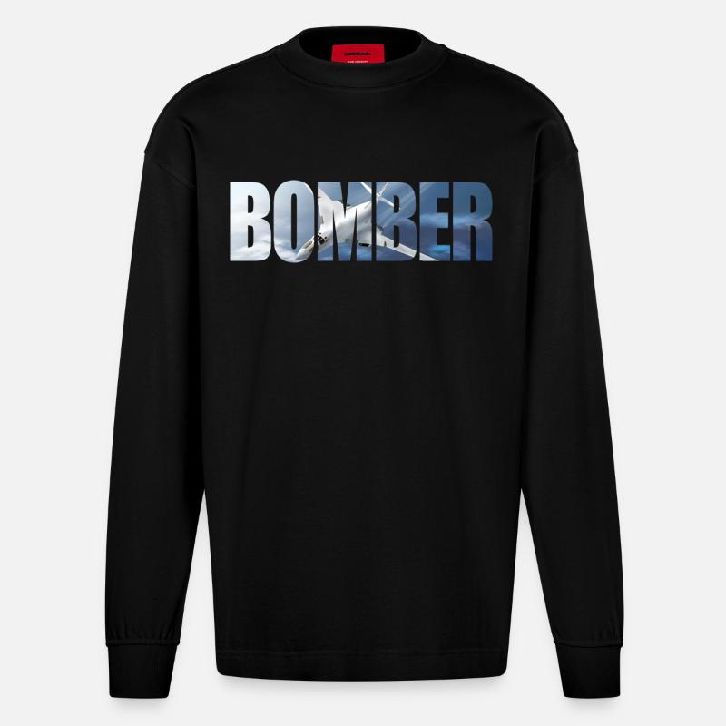 Bomber Tu-160 - Heavyweight Oversized Organic Longsleeve Shirt Made in EU - SOLID BLACK