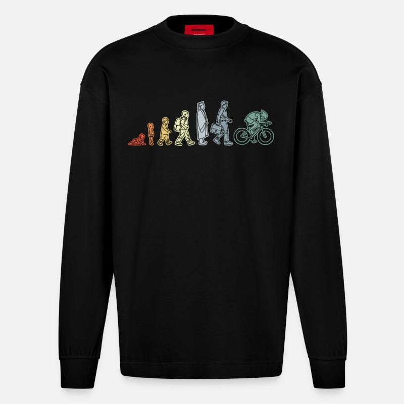 Radfahrer Evolution - Heavyweight Oversized Organic Langarmshirt Made in EU - SOLID BLACK