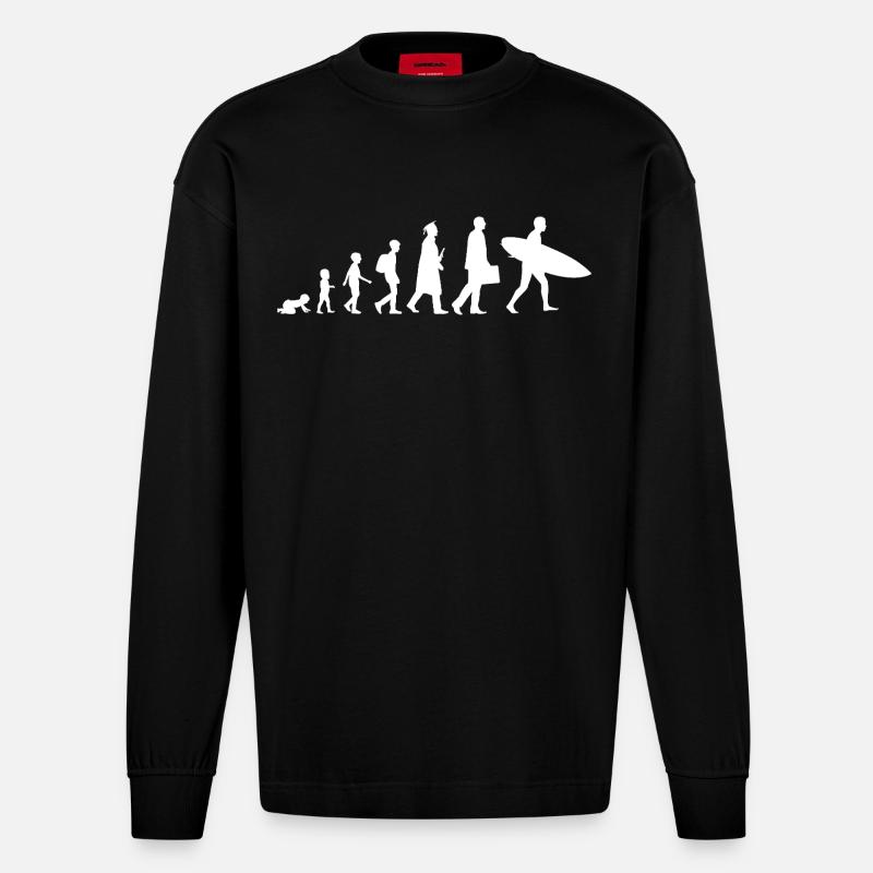 Évolution d’un surfeur - Manches longues bio épais oversize fabriqué en UE - SOLID BLACK
