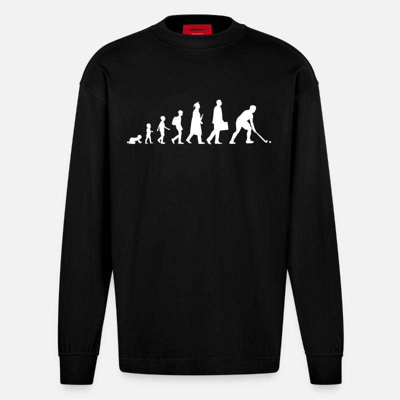 Feldhockey Evolution - Heavyweight Oversized Organic Langarmshirt Made in EU - SOLID BLACK