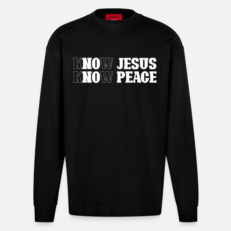 Recognizing Jesus, Finding Peace - Heavyweight Oversized Organic Longsleeve Shirt Made in EU - SOLID BLACK