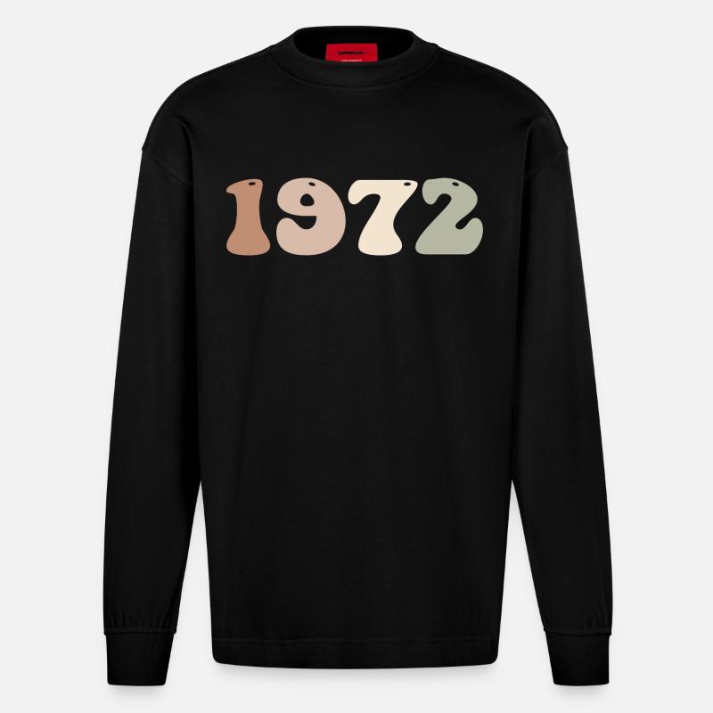 1972 - Heavyweight Oversized Organic Langarmshirt Made in EU - SOLID BLACK