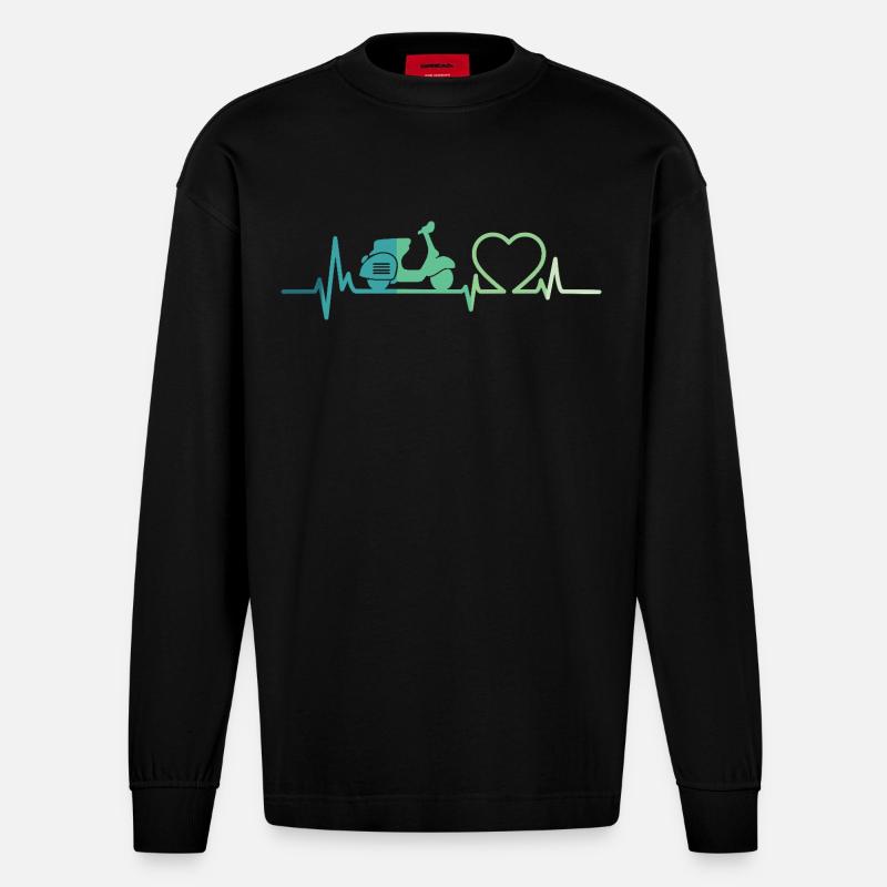 Heartbeat Roller Motor Roller - Heavyweight Oversized Organic Langarmshirt Made in EU - SOLID BLACK
