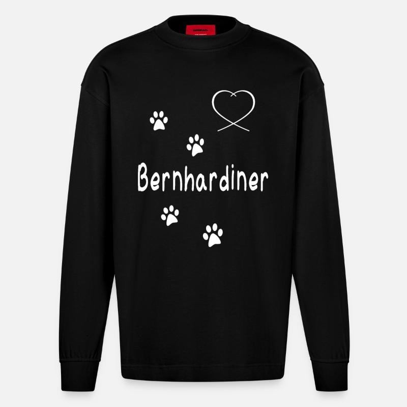 Bernhardiner Liebe hund - Heavyweight Oversized Organic Langarmshirt Made in EU - SOLID BLACK
