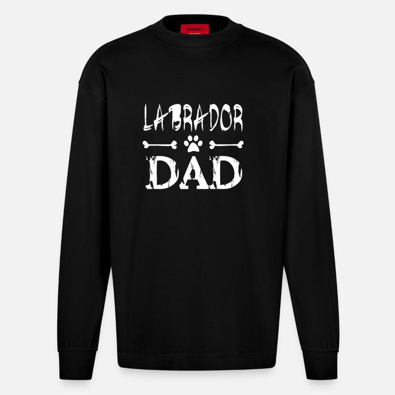Labrador dad father - Heavyweight Oversized Organic Longsleeve Shirt Made in EU - SOLID BLACK