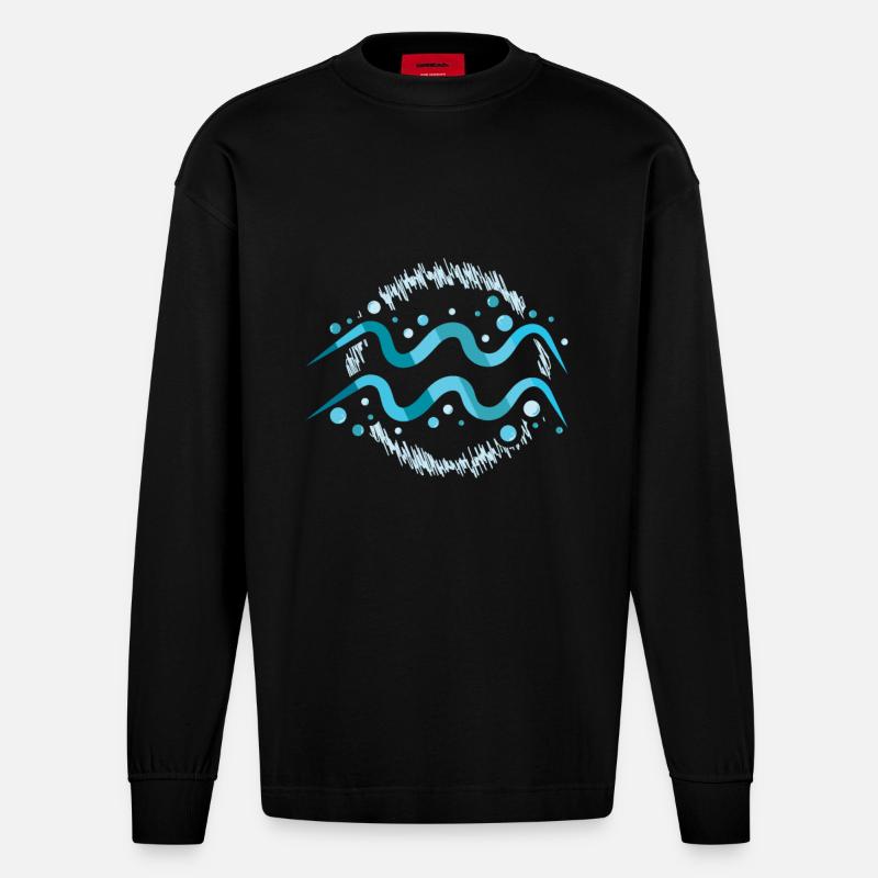 Sternzeichen Wassermann - Heavyweight Oversized Organic Langarmshirt Made in EU - SOLID BLACK