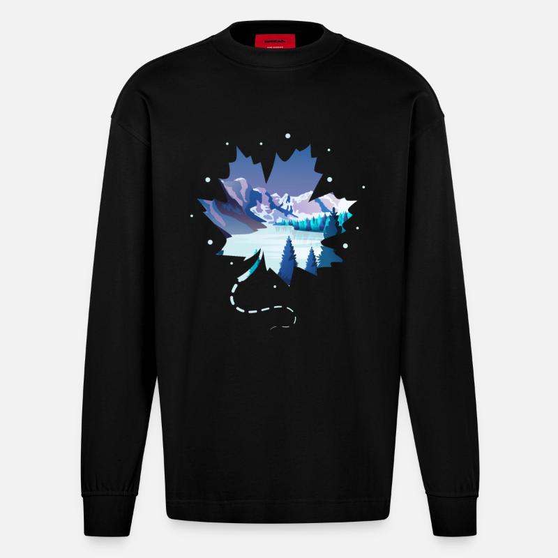 Le Canada - Manches longues bio épais oversize fabriqué en UE - SOLID BLACK