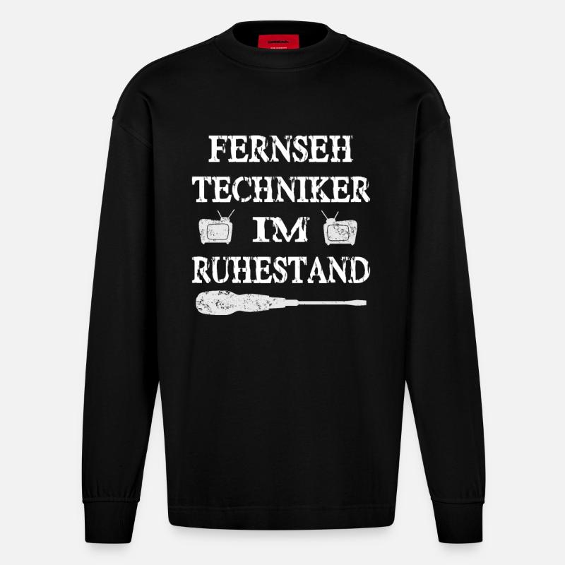 Fernsehtechniker - Heavyweight Oversized Organic Langarmshirt Made in EU - SOLID BLACK