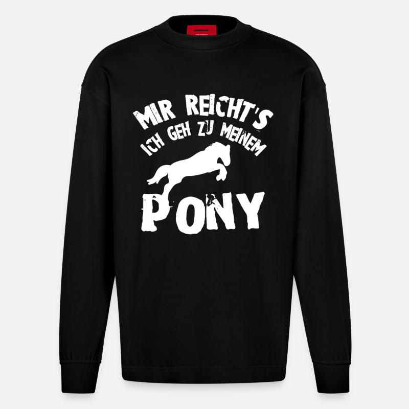 Pony Mir reichts - Heavyweight Oversized Organic Langarmshirt Made in EU - SOLID BLACK