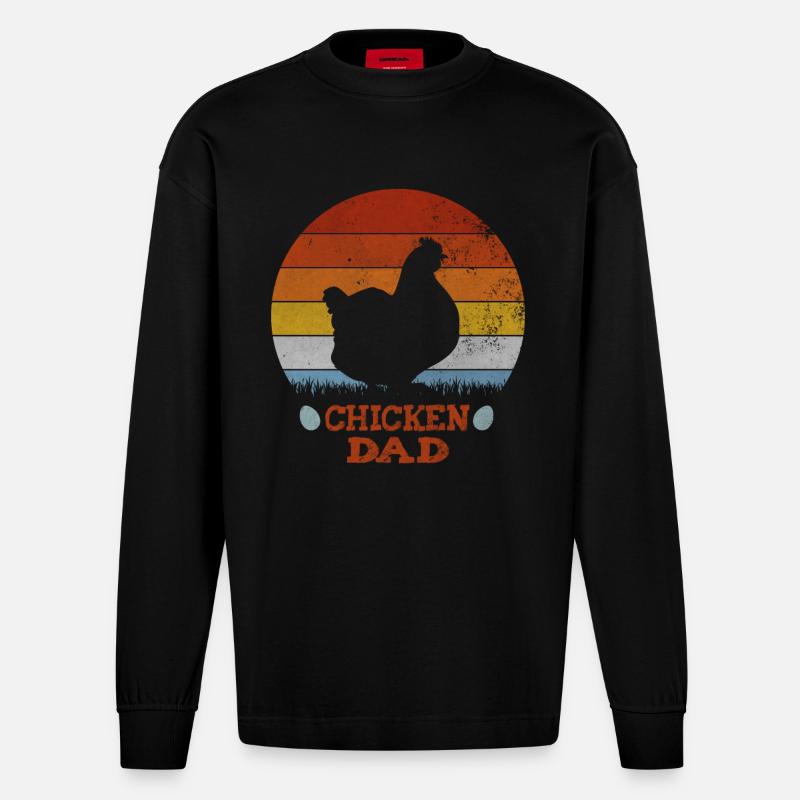 chicken Dad - Heavyweight Oversized Organic Langarmshirt Made in EU - SOLID BLACK