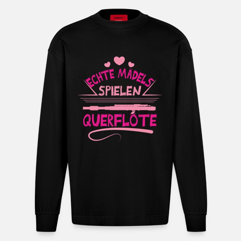 Querflöte Mädels - Heavyweight Oversized Organic Langarmshirt Made in EU - SOLID BLACK