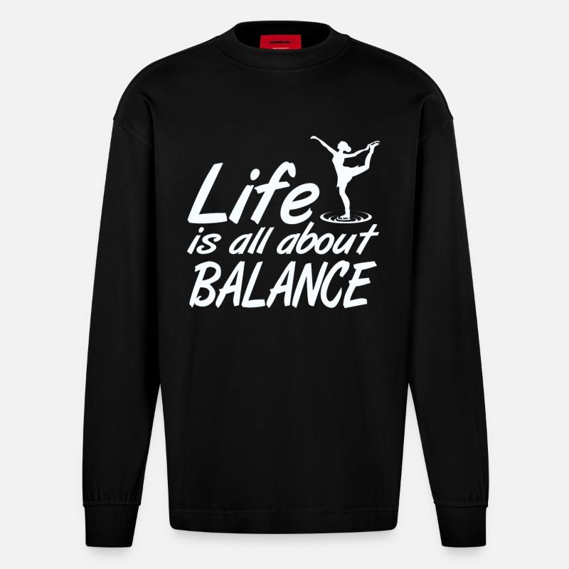 Eistanz Gleichgewicht - Heavyweight Oversized Organic Langarmshirt Made in EU - SOLID BLACK