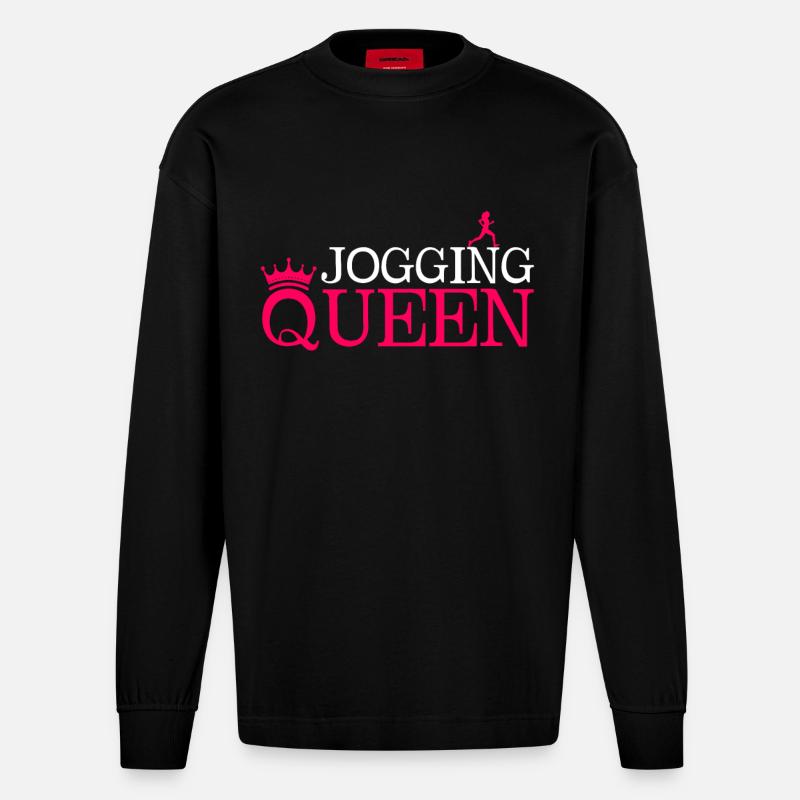 Jogging Queen - Heavyweight Oversized Organic Langarmshirt Made in EU - SOLID BLACK
