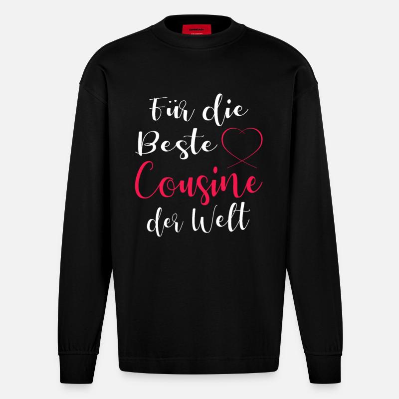 Beste Cousine - Heavyweight Oversized Organic Langarmshirt Made in EU - SOLID BLACK