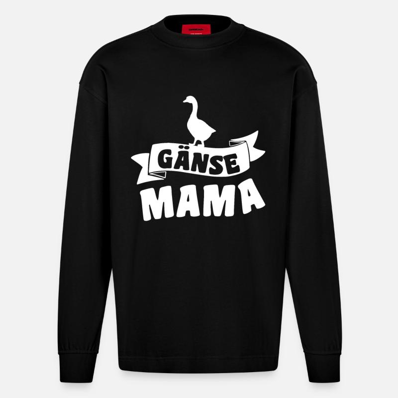 Oies Maman - Manches longues bio épais oversize fabriqué en UE - SOLID BLACK
