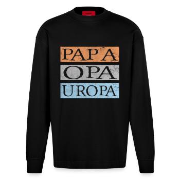 Uropa Retro - Heavyweight Oversized Organic Langarmshirt Made in EU - SOLID BLACK - Vorne