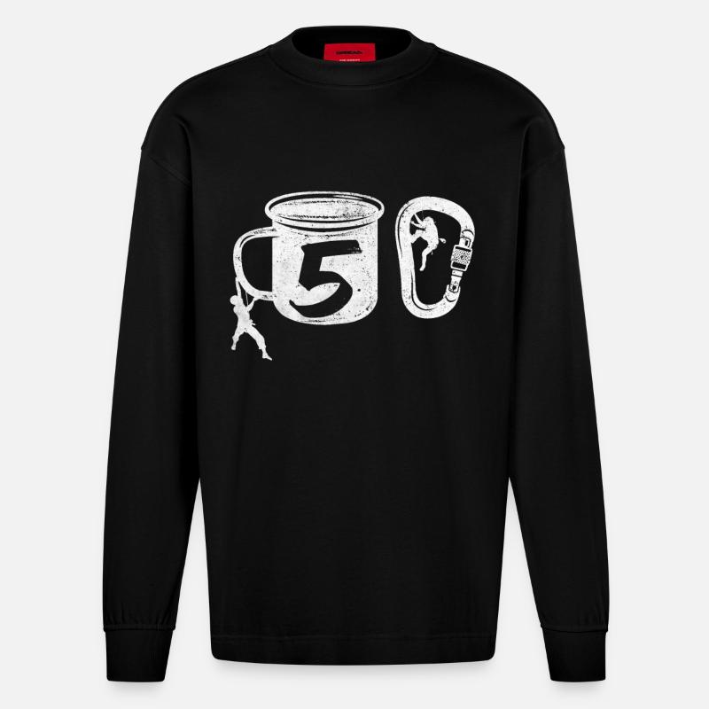 Klettern 50 - Heavyweight Oversized Organic Langarmshirt Made in EU - SOLID BLACK