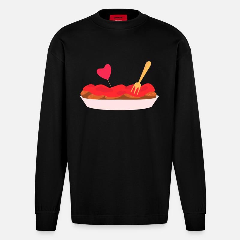 Currywurst - Heavyweight Oversized Organic Langarmshirt Made in EU - SOLID BLACK