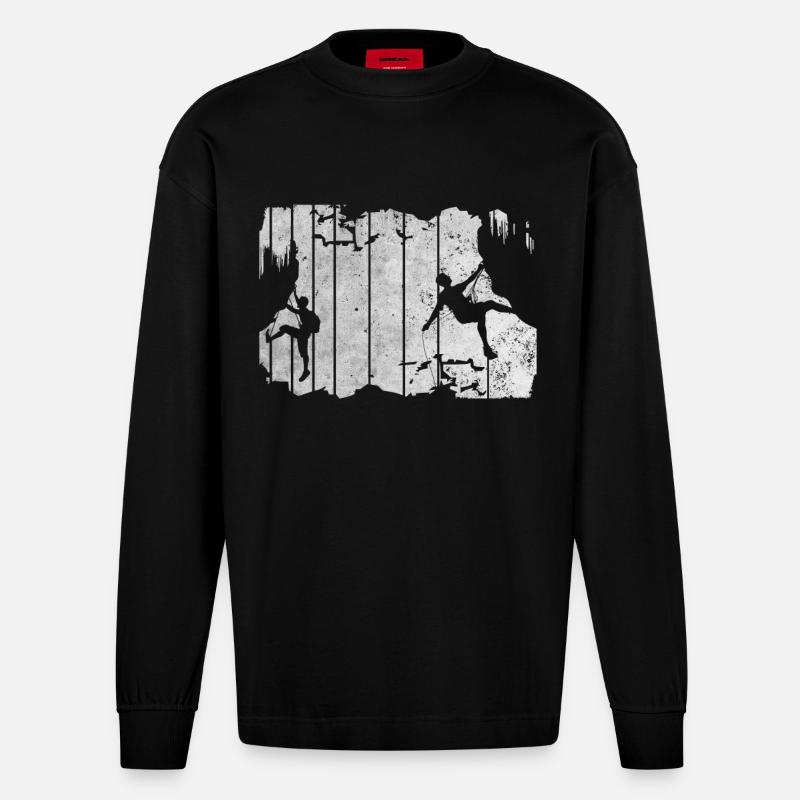 Klettern Freunde - Heavyweight Oversized Organic Langarmshirt Made in EU - SOLID BLACK