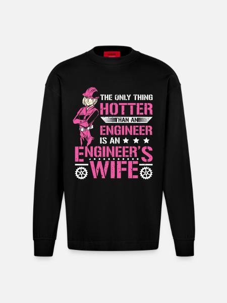 Wife Engineer - Heavyweight Oversized Organic Longsleeve Shirt Made in EU - SOLID BLACK