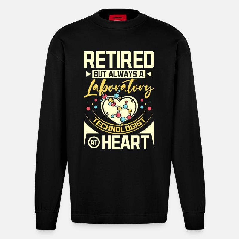 Retired laboratory technologist - Heavyweight Oversized Organic Langarmshirt Made in EU - SOLID BLACK