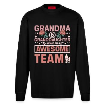 Grand-mère et petite-fille une équipe géniale - Manches longues bio épais oversize fabriqué en UE - SOLID BLACK - Devant