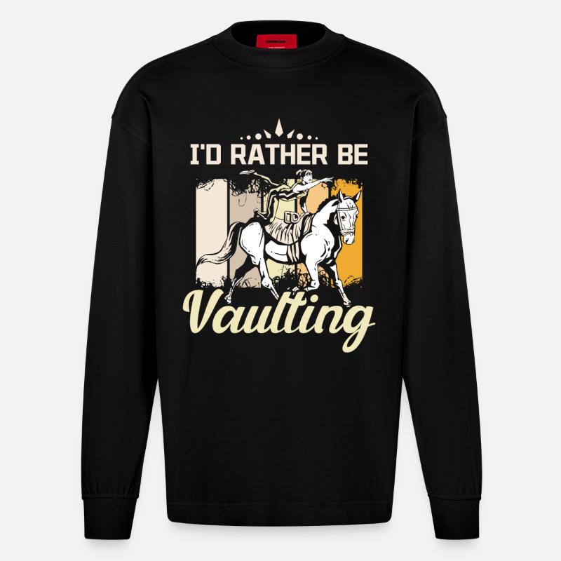 I'd rather be vaulting - Heavyweight Oversized Organic Longsleeve Shirt Made in EU - SOLID BLACK