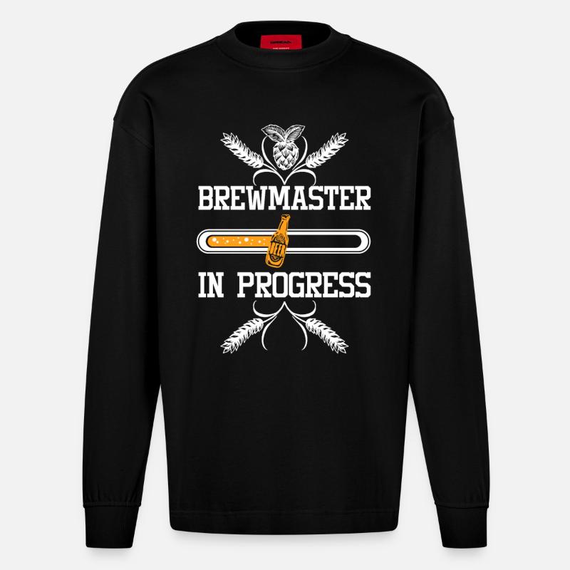 Brewmaster in progress - Heavyweight Oversized Organic Langarmshirt Made in EU - SOLID BLACK