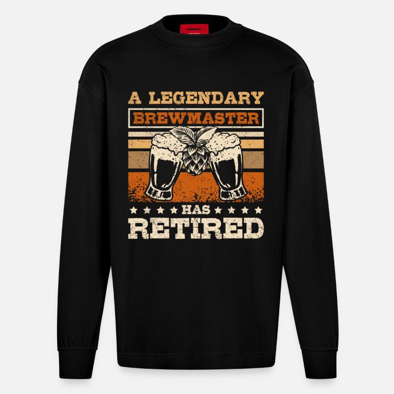 A legendary brewmaster has retired - Heavyweight Oversized Organic Langarmshirt Made in EU - SOLID BLACK