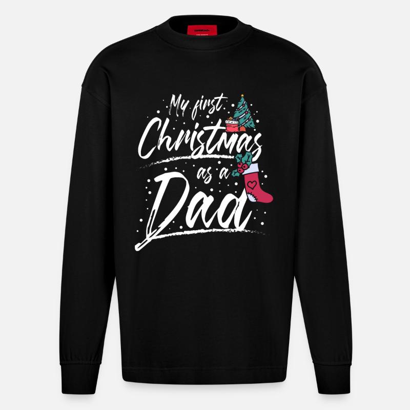 First christmas as a dad - Heavyweight Oversized Organic Langarmshirt Made in EU - SOLID BLACK