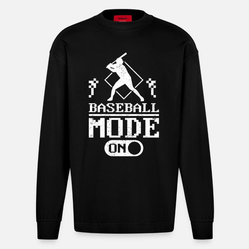 Mode baseball activé - Manches longues bio épais oversize fabriqué en UE - SOLID BLACK