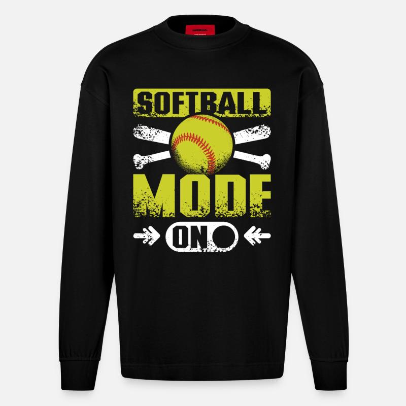 Softball mode on - Heavyweight Oversized Organic Langarmshirt Made in EU - SOLID BLACK