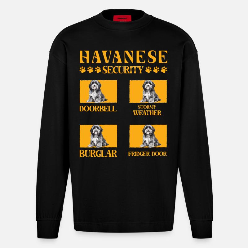 Havanese Security - Heavyweight Oversized Organic Langarmshirt Made in EU - SOLID BLACK