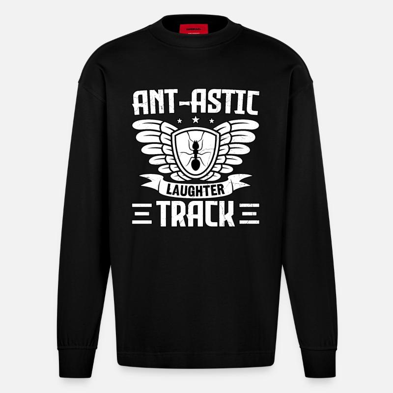Ant-astic laughter track - Heavyweight Oversized Organic Langarmshirt Made in EU - SOLID BLACK