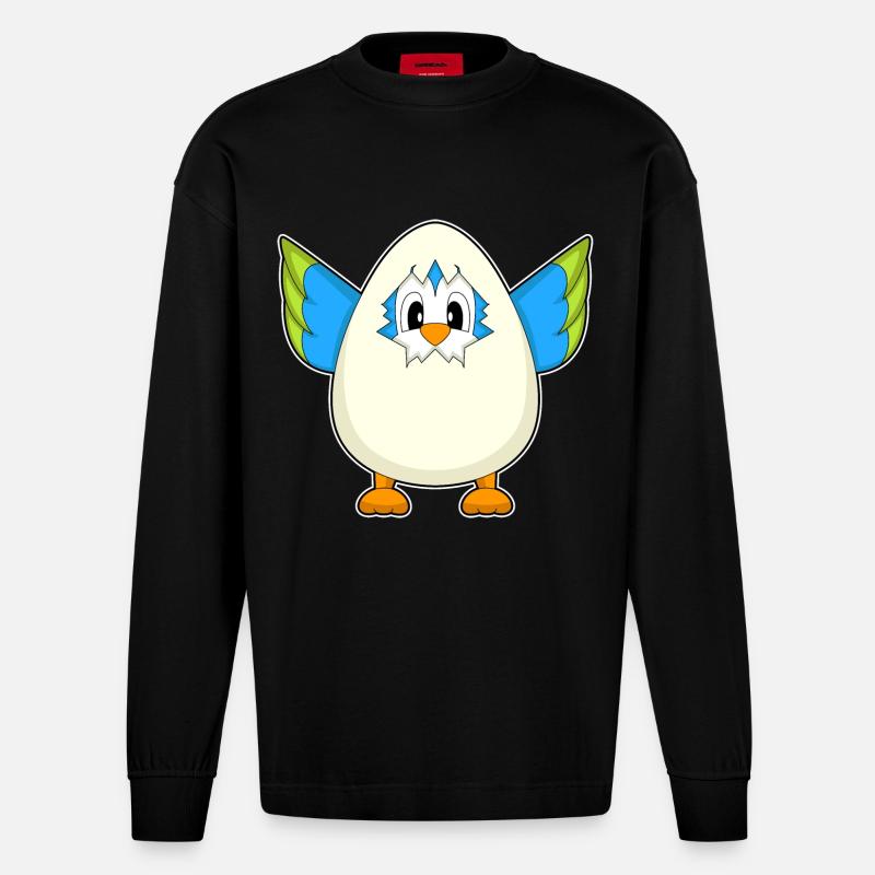 Parrot Egg - Heavyweight Oversized Organic Longsleeve Shirt Made in EU - SOLID BLACK